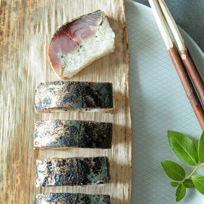 炙りさば寿司3種（さば寿司、明太寿司、旬さば寿司）