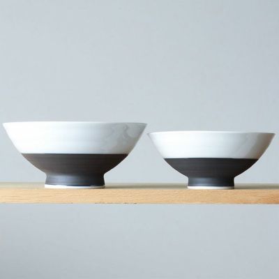 瀬戸焼 モノクロご飯茶碗（Sサイズ・Mサイズ）2個セット