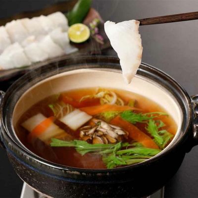 出汁つゆで食べる クエしゃぶしゃぶ