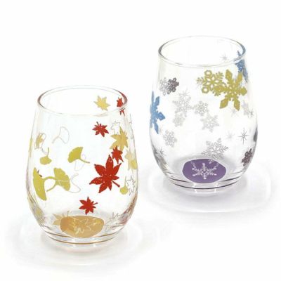 きらめく日本のグラス（紅葉・結晶）2個セット